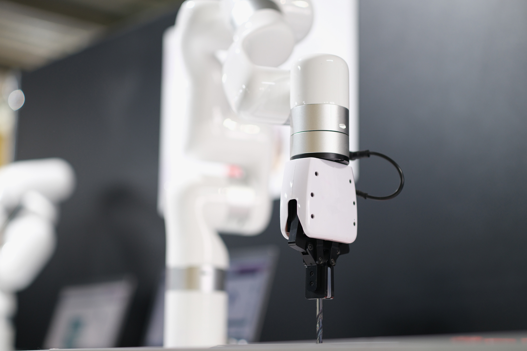 Robot Arm Automatic Drilling Machine at Industrial Production Plant